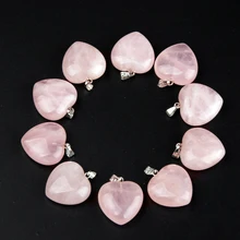 10 шт. розовый кварц обсидиан Сердце Подвески для серьги или ожерелье Женские Ювелирные изделия натуральный агат исцеляющий камень «reiki» резные бусины