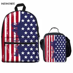 INSTANTARTS Мода американские флаги 2 шт. ранцы для мальчиков-подростков модная одежда для девочек холст рюкзаки детей StudentSatchel