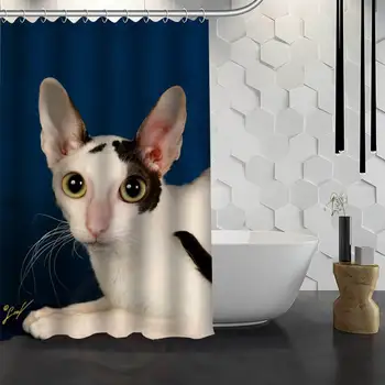 

New Cute Cat Custom Shower Curtain Waterproof Fabric Bath Curtain for Bathroom WJY1.17