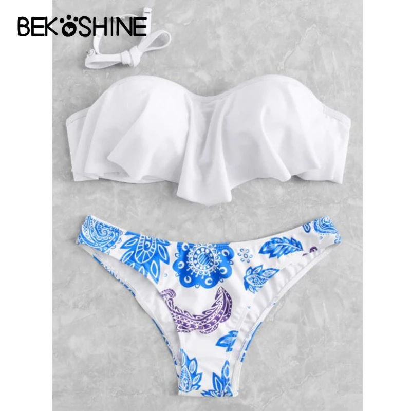 BEKOSHINE Pad Plus Size Bikini Set Swimwear Push Up Bikinis Women