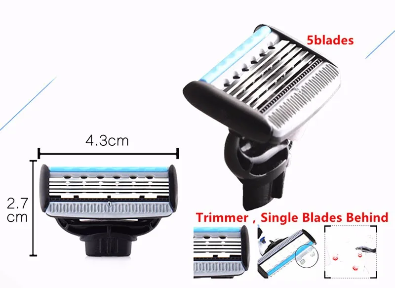 Мужская Ручная бритва с триммерным лезвием, подарок для мужчин, 6 картриджей с 1 ручкой(6X5+ 1 лезвие и 1 X ручка), L-YB5026
