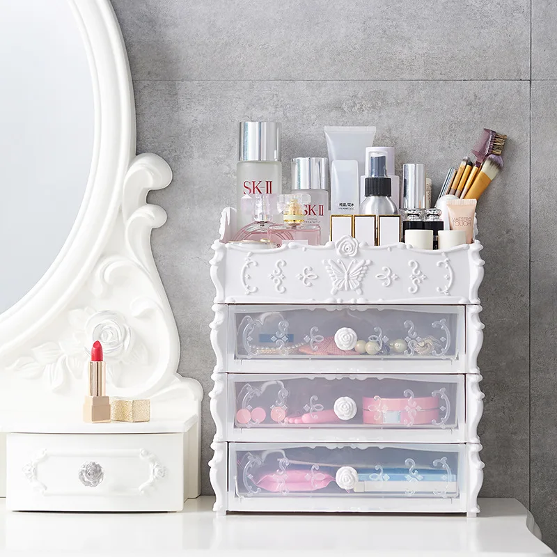 2018 New Makeup Organizer Plastic Storage Box Drawer Desktop Makeup Organizer Plastic Storage Box