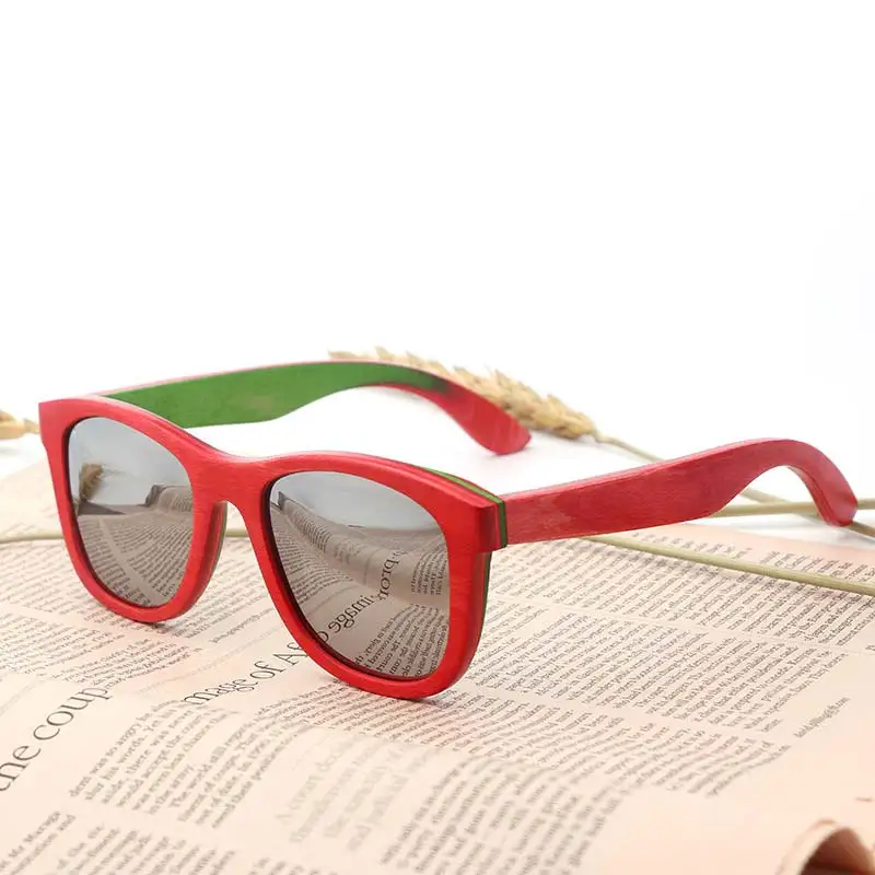 Koop BerWer Merk Designer hout Zonnebril Nieuwe Gepolariseerde Vrouwen Mannen Gelaagde Skateboard Houten Zonnebril Retro Vintage Eyewear
