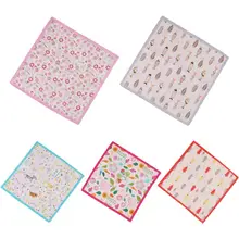 35x35cm Children Baby 60s Cotton Square Handkerchief Cute Cartoon Animal Fish Printing Toddler Towels Sweet Candy Color Hankies