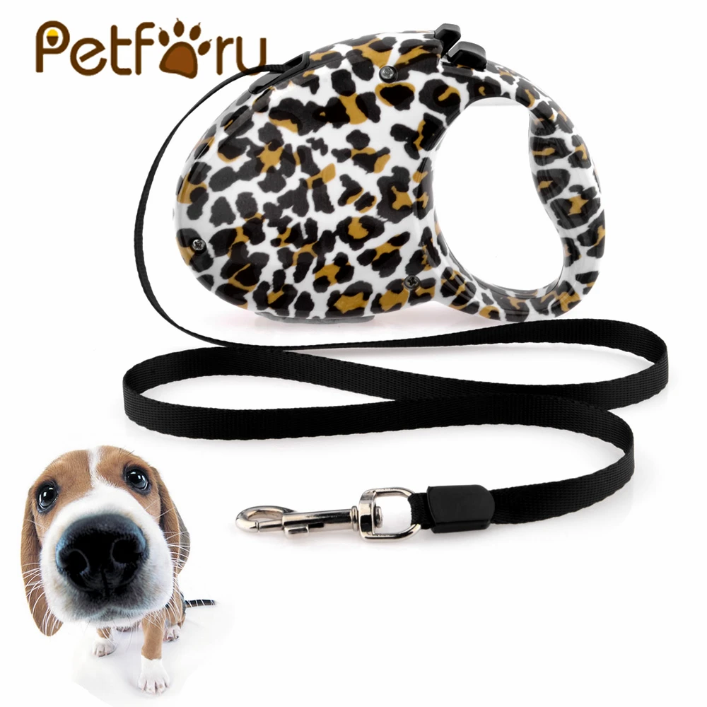 

Leopard Print Retractable Dog Leash Extends to 3 Meters