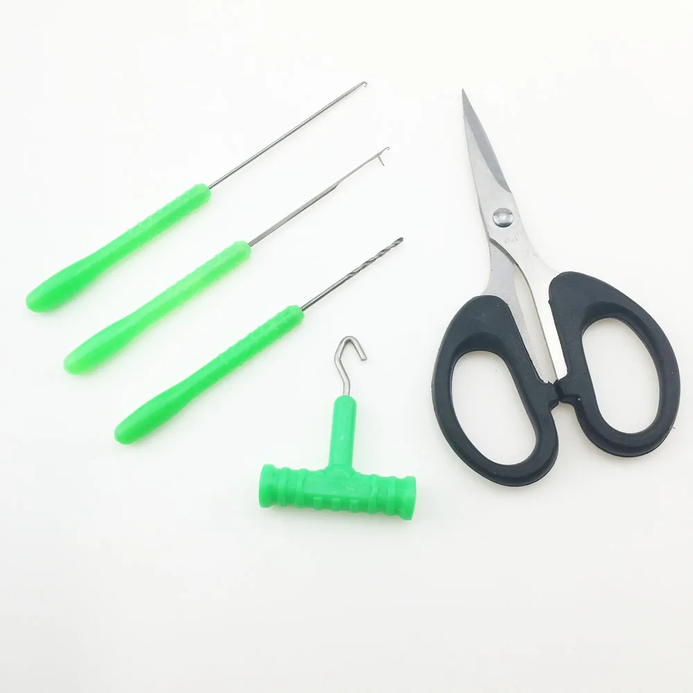 1Set Baiting Needle Set Carp Fishing Bait Tool Kit 5 Piece Hook Load Rig Knot Puller Fish Tackle Scissors | Спорт и развлечения