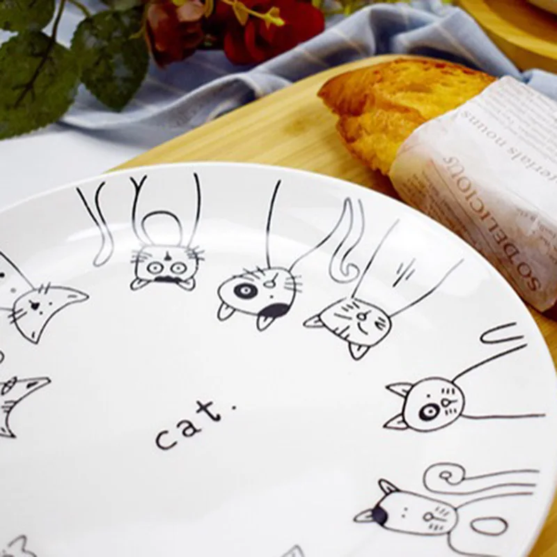 Кошка керамическая тарелка ужин десерт закуска салат блюда для бифштекса обслуживание тарелки для дома вечерние TB распродажа