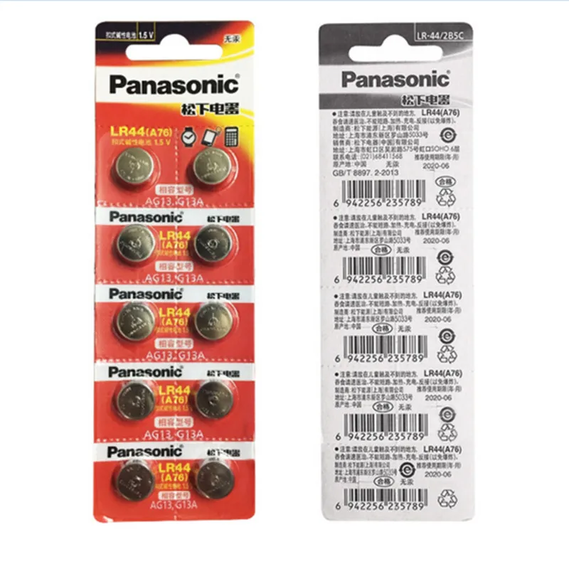 

20Pcs/2Packs PANASONIC LR44 A76 AG13 0%Hg SR1154 357 LR 44 1.5V Cell battery batteries For calculator 0%Hg