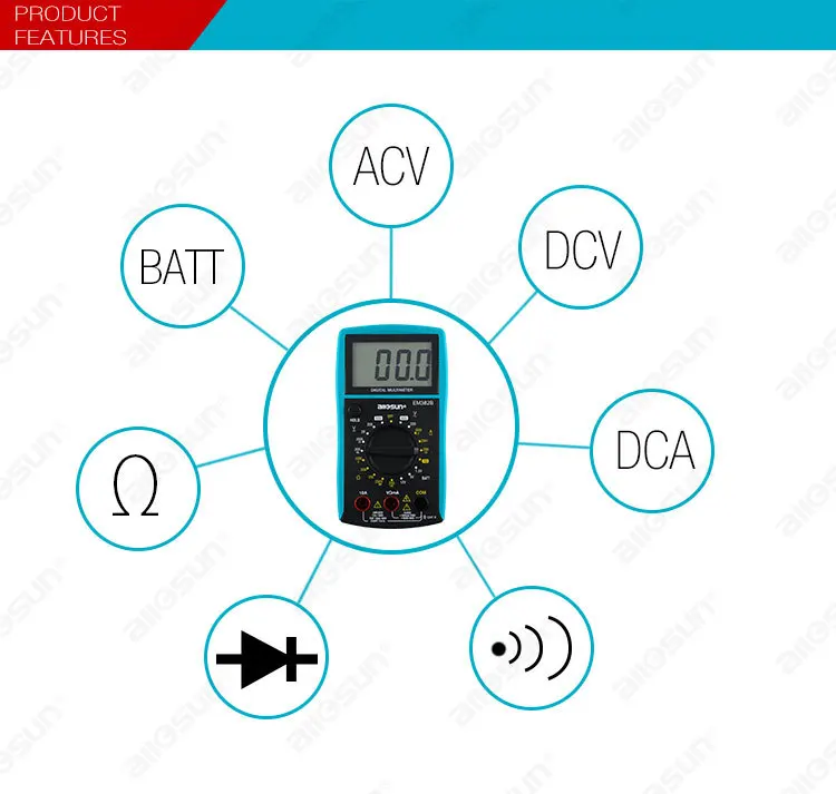 ЖК-дисплей Профессиональный электрический ручной тестер метр Цифровой мультиметр DC AC вольтметр непрерывность батарея диод EM382b