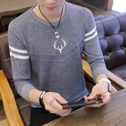 О образным вырезом вязаный slim fit пуловер мужской свитер 2018 новый круглый вырез горловины джемпер хан издание подростков