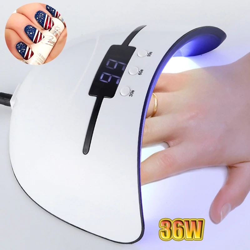 36W Intelligent Induction LED Nail Polish Gel Drying Lamp Phototherapy Baking Dryer Uv Led | Красота и здоровье