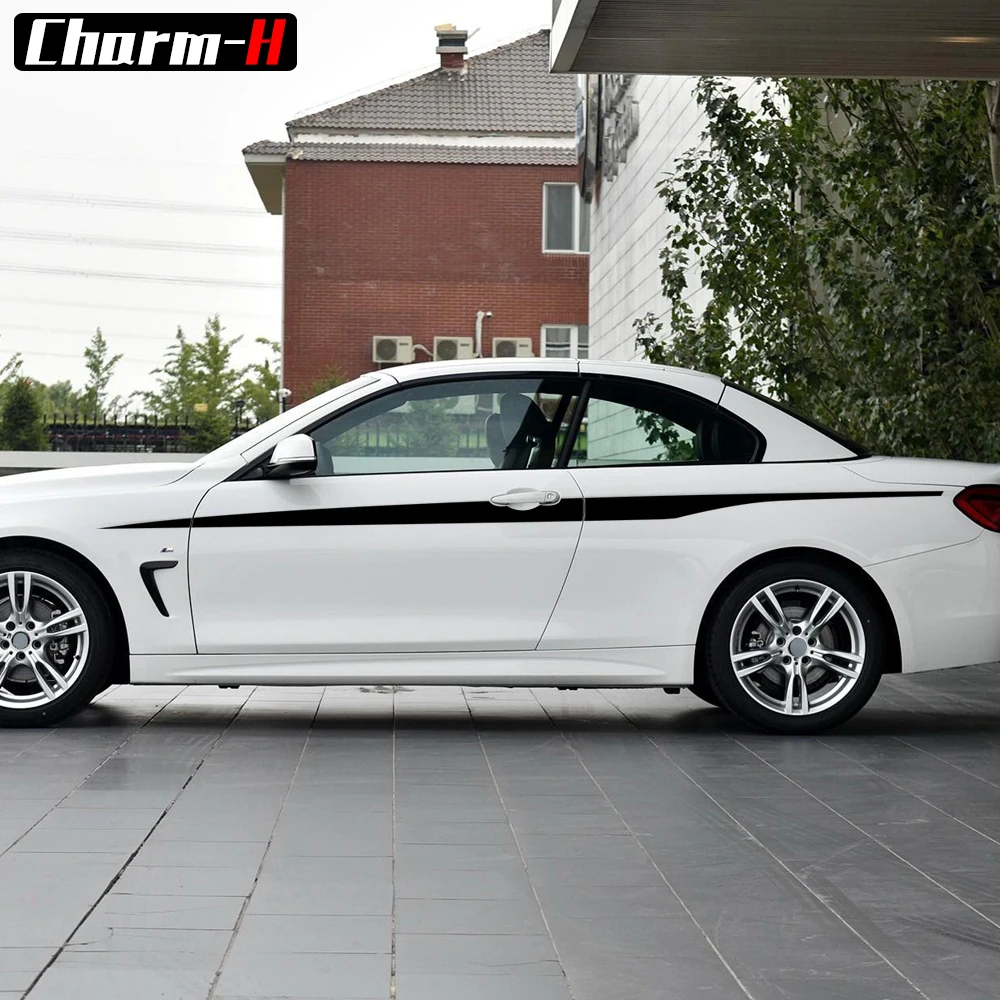 زوج من 5d الكربون الألياف/معان/ماتي الأسود m الأداء الجانب الباب سباق سترايبس الشارات الفينيل ملصقا ل bmw 4 سلسلة f32 f33