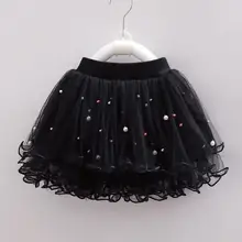 Летняя короткая юбка для девочек шифоновая детская юбка с кружевами и жемчужинами модные вечерние детские юбки