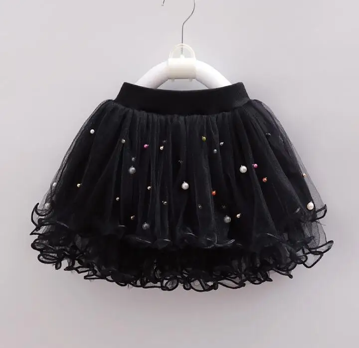 

2019 Summer girls Short Skirt Screen Lace chiffon Hand-nailed Pearl Children's Skirt Fashion Party baby toddler kids clothes