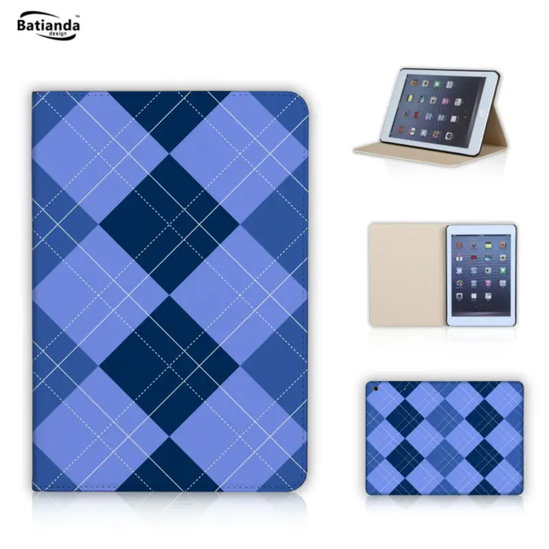 font b Tartan b font Check Pattern Stand PU Leather case For apple Ipad Mini