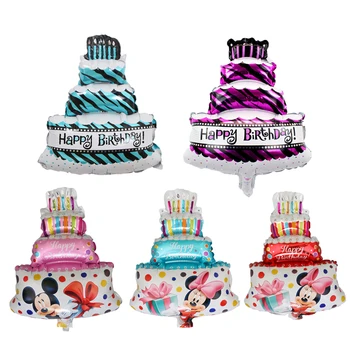 

1pcs Mini Mickey Happy Birthday Cake Foil Helium Balloons for Baby Shower Children Birthday Party Decoration Children's Toys