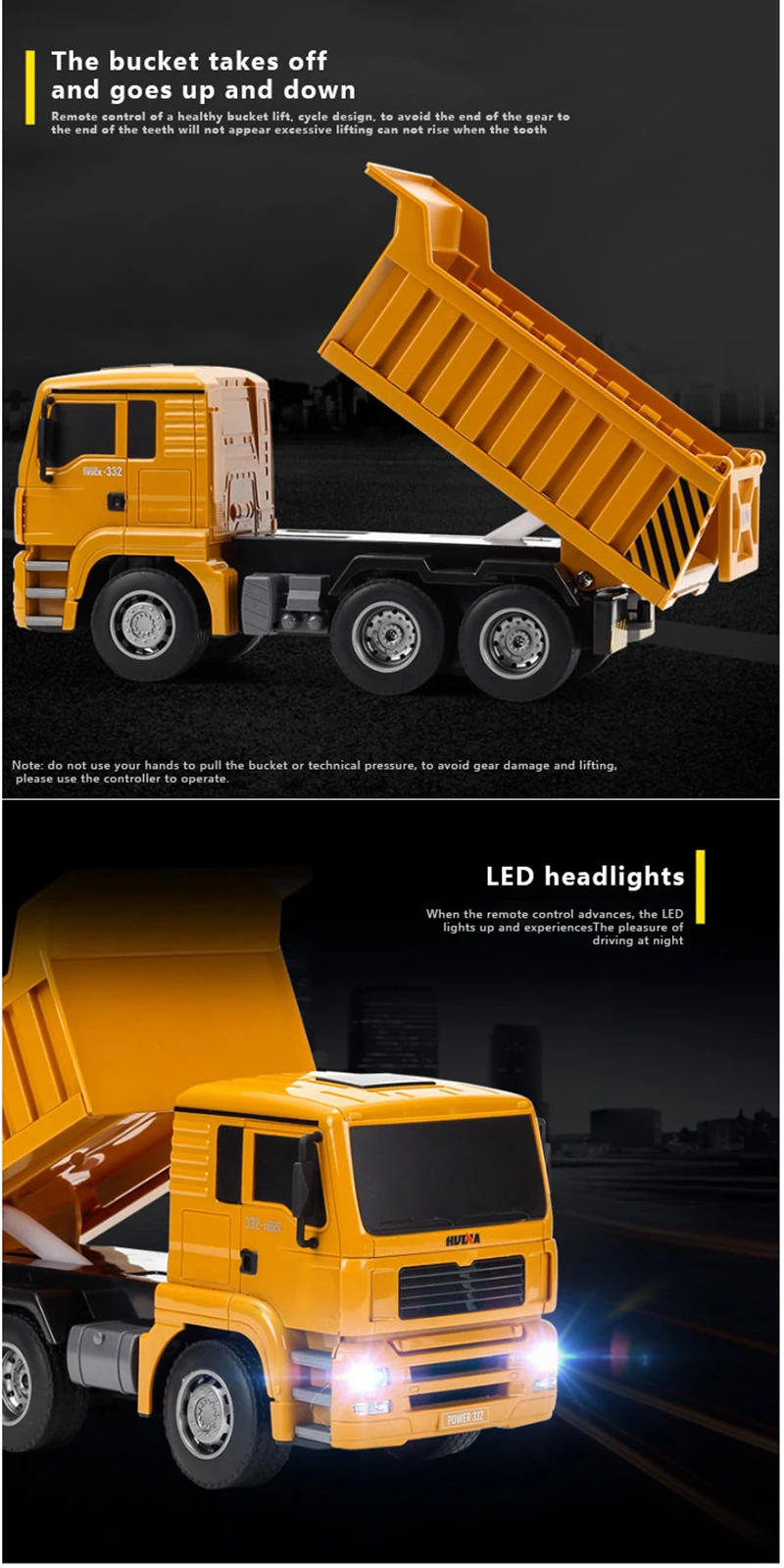 Huina 332 1:18 6wd Rc самосвал электрический пульт дистанционного управления грузовик Инженерная машина детская игрушка пульт дистанционного управления игрушка Rc автомобиль