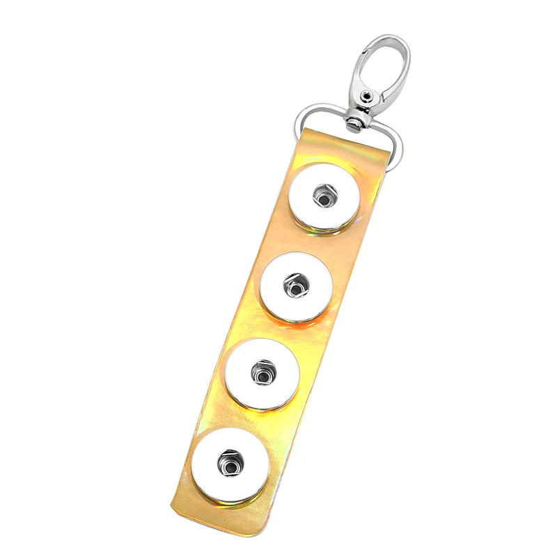 Новые лазерные Светоотражающие кожаные защелкивающиеся брелки 4 кнопки подходят для DIY 18 мм кнопки унисекс оснастки ювелирные изделия оптом PJ8018 - Цвет: yellow