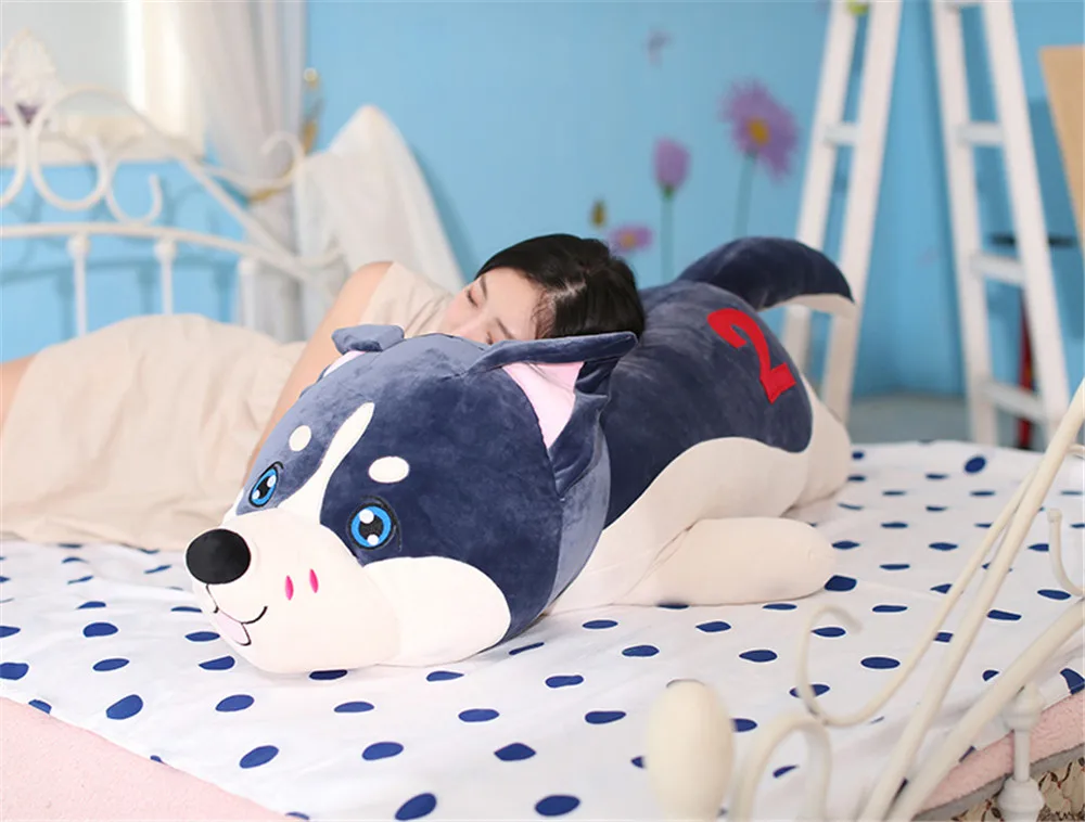 New Lovely Large Soft Animal Husky Dog Plush Toy Stuffed Lying Dog Doll Pillow Gift for Kids 50cm 70cm 90cm 120cm10