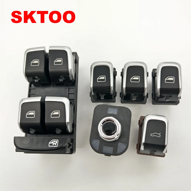 SKTOO 6 шт. Chrome Master Выключатель стеклоподъемник+ багажник переключатель+ зеркала Выключатель со складной для Audi Q5 b8 B9 A4 A5 8KD 959 851A