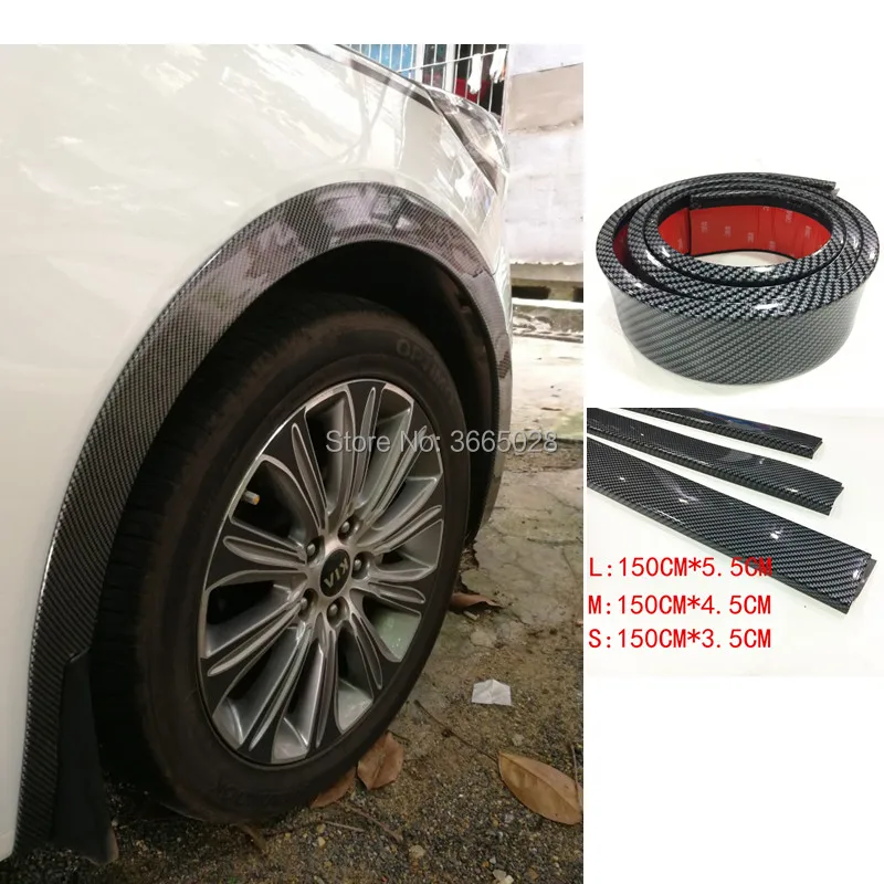 Universal de Fibra de Carbono Protetor de Borracha Truck Car Roda Sobrancelha Lábio Adesivo Guarnição Fender Alargamento Anti riscos