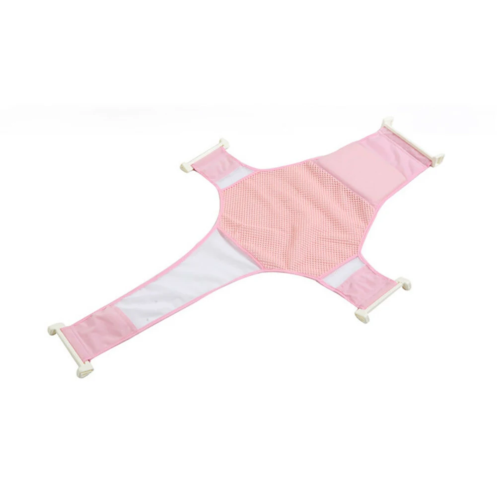Детская безопасная сеточка для купания, регулируемая кровать для купания для маленьких мальчиков и девочек, сиденье для ванны для новорожденных, крестообразный сетчатый слинг для купания малышей - Цвет: Розовый