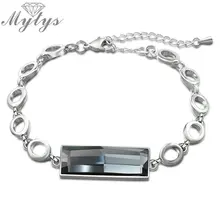 Mytys высокий уровень серый цвет квадратный кристалл Роло браслет цепочка для женщин Мода Тренд дизайн ювелирные изделия подарок B1080