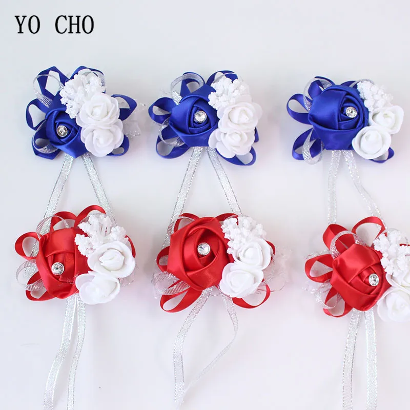 yo cho bridegroom wedding boutonniere bride wrist corsage men wedding meeting party unique personal adornment artificial flowers YO CHO Wrist Corsage Bridesmaid Sisters Hand Flowers Silk Artificial Bride Flowers White Wedding Dancing Party Decor Bridal Prom