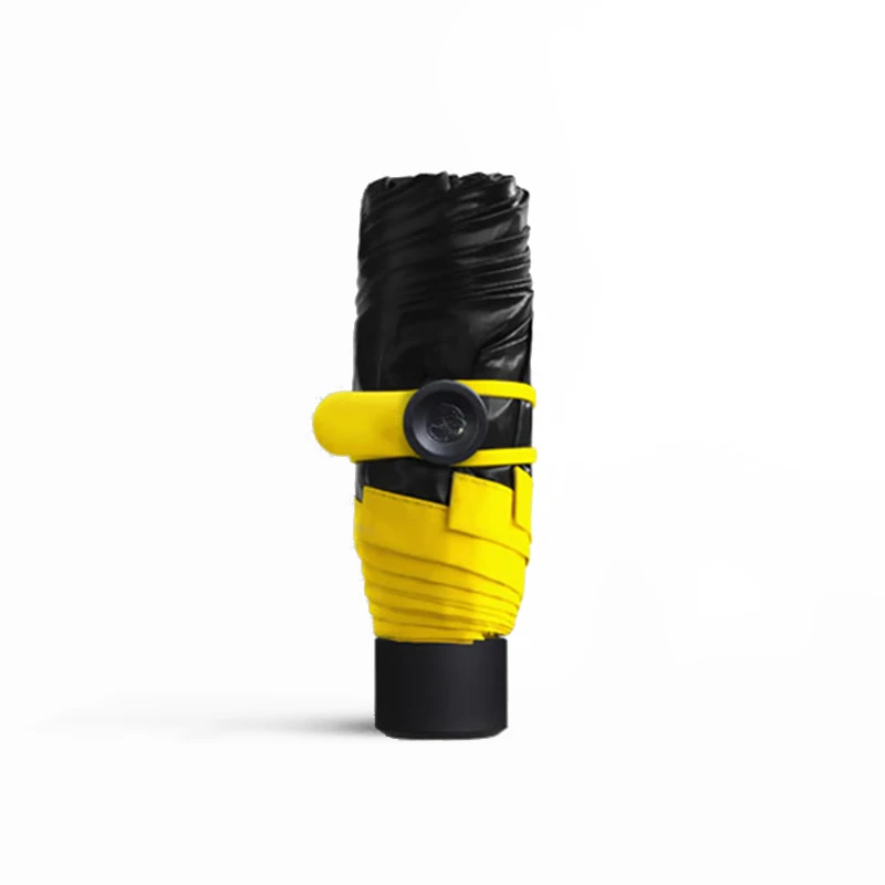 Маленький черный складной зонт от дождя, женский сверхлегкий зонт от солнца, анти-УФ, черное покрытие, зонтик, 4 цвета, солнечный и дождливый зонт - Цвет: yellow