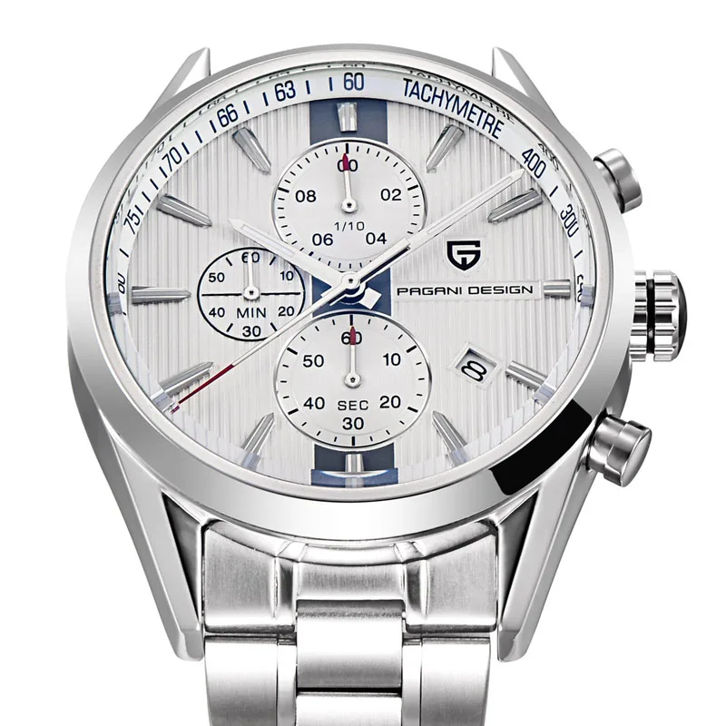 

Pagani Design Chronograph Quartz-watch Men Stainless Steel Band Silver Watches Men Multi-function Sports Wristwatch Reloj Hombre