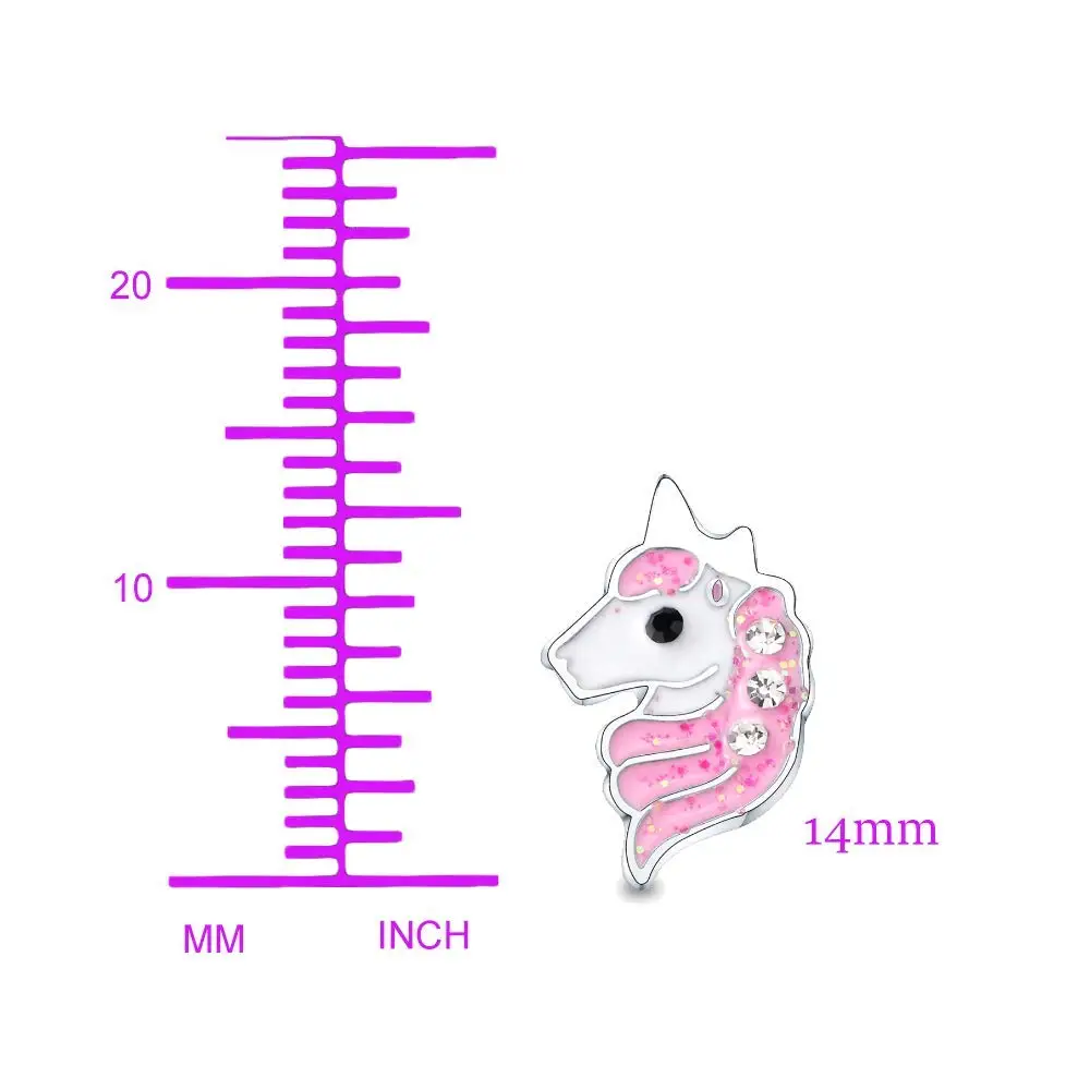 Розовые серьги в виде единорогов, Блестящая эмаль для женщин и девочек, милые серьги-гвоздики в виде лошади, ювелирные изделия, oorbellen brinco feminino, Подарочный чехол