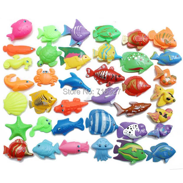 Пазл Магнитная Рыбалка игровой набор игрушек для ванны 69 шт./компл. 4 удочки для рыбалки; сезон лето детские игрушки для детей, подарок ко дню рождения