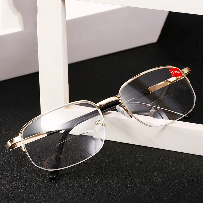 

Men Reading Glasses Women Metal Half Frame Presbyopic Glasses Men Elderly Prescription Eyeglasses Hyperopia Diopter +1.5 +2 +2.5