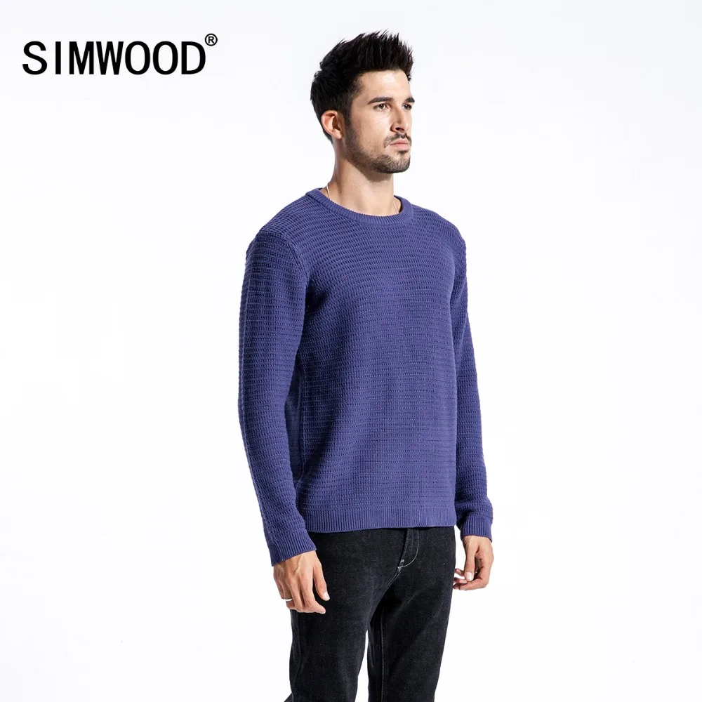 SIMWOOD Brand Sweater Men 2019 Spring Winter Fashion Pullover Men Knitted Sweater Slim Fit Male Plus Size High Quality 180374