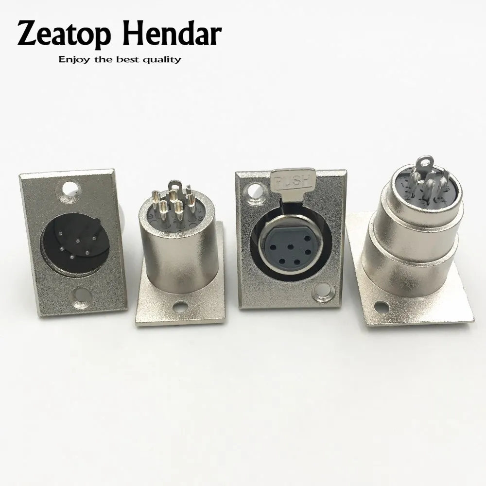 10Pcs Metal 6 PIN XLR Male or Female Chassis Socket Push type Female XLR Panel Mount Wire Jack