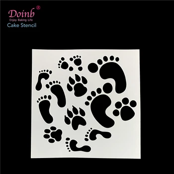 

Animal foot Child footprints Tiramisu Plastic Spray Flower Cake Mold Stencil Pad Duster Cupcake Fondant Baking Strew Tool FQ4116
