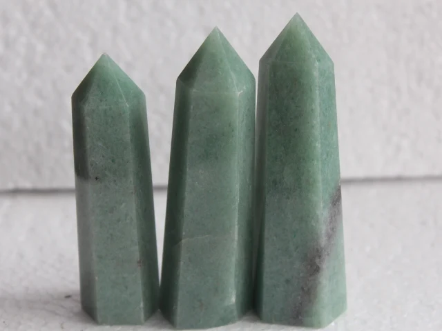 

{3pcs/lot 376g }100% NATURAL Aventurine quartz CRYSTAL POINT HEALING WAND 376