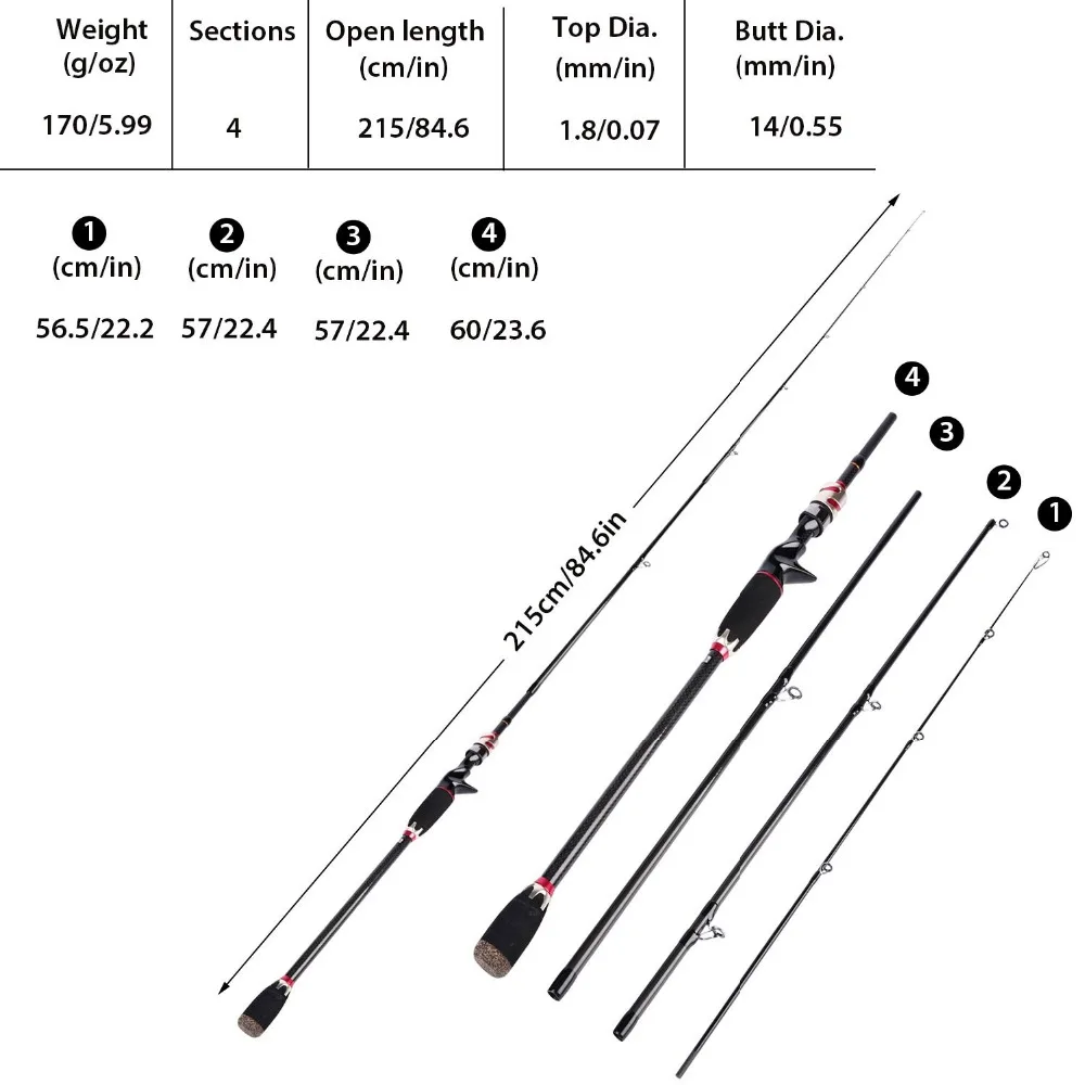 Sougayilang, 4 секции, 2,1 м, удочка для приманки и катушка для приманки, комбинированная, углеродная, для морского спиннинга, удочка для литья, удочка, набор колес