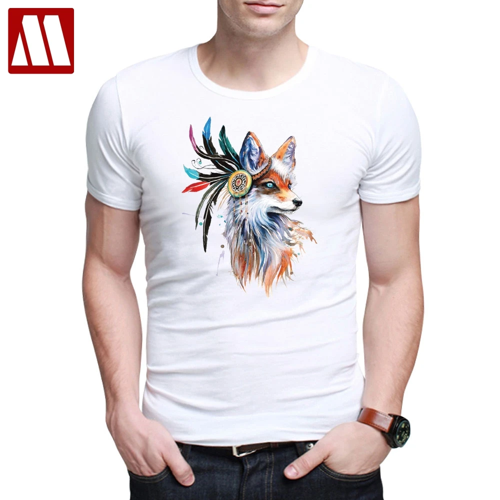 

2019 Latest Fashion Men Colorful Fox Printed T-Shirt Charming Basic Tops Fashion Novelty Men Casual Cotton Short Sleeve t shirts