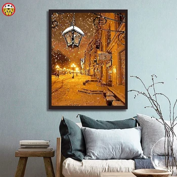 

painting by numbers art paint by number DIY Street night decoration painting hand-filled color decoration painting oil paintin