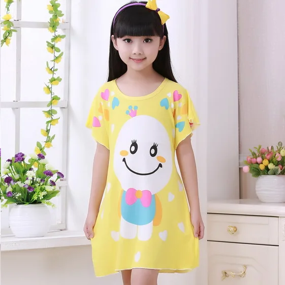 Дети девушки летние хлопковые ночные рубашки короткий рукав прекрасный Рубашка весенние полосатые пижамы для детей Пижама для девочек домашняя одежда - Цвет: style 15