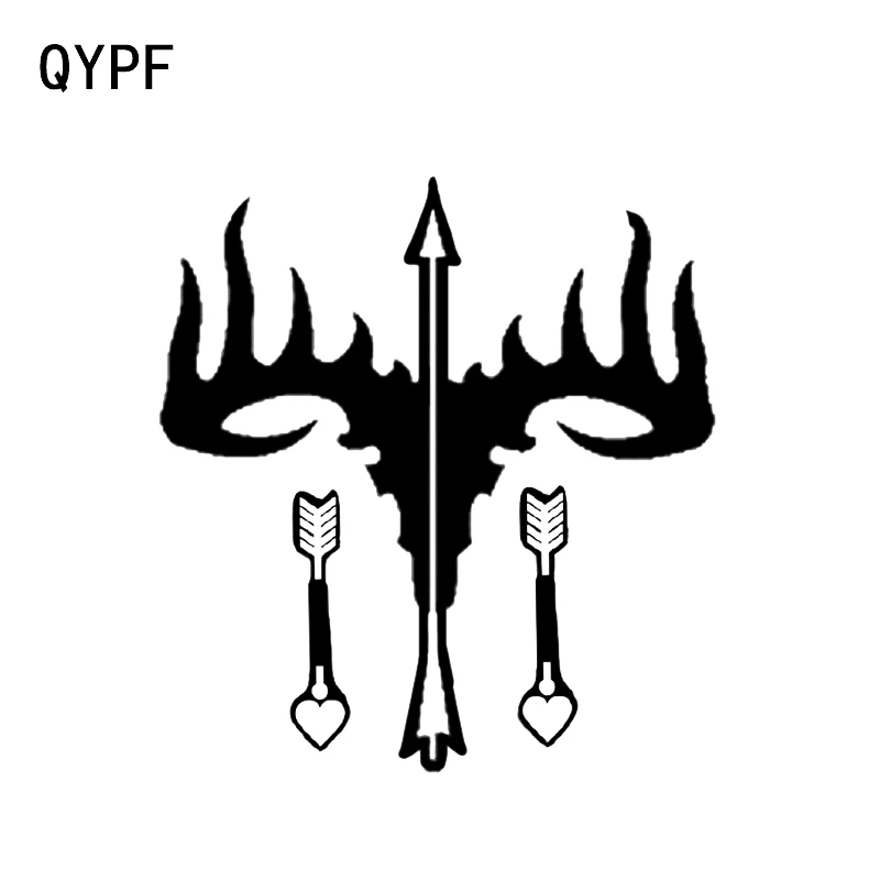 

QYPF 14.2*15.2CM Arrowhead Cross Bow Arrow Hunting Decor Car Sticker High Quality Vinyl Accessories Silhouette C16-1750