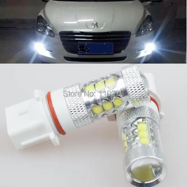 

2x High Power Error Free LED CREE Chips P13W / PSX26W White Driving Fog DRL Lights Bulbs For Peugeot 508 toyota Highlander