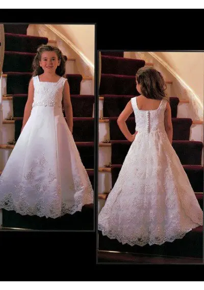 

Free Shipping A Line Appliques and Beads Flower Girl Dress with Cap Sleeves Custom size/color
