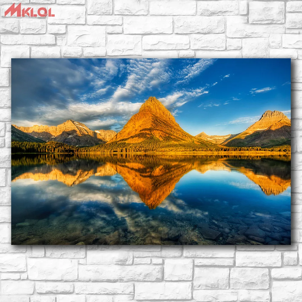 Reflected Glacier National Park Montana Wall Art Canvas Home Decor Wall