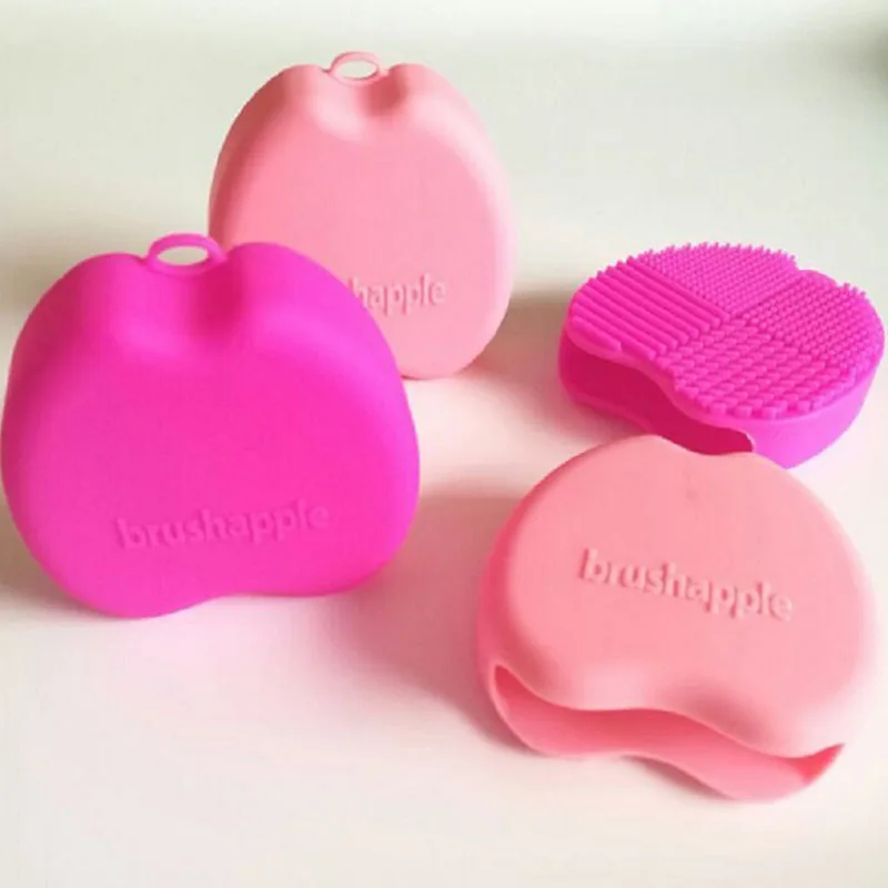Apple Shaped Silicone Brush Egg Brushes Cleaning Tools Makeup Brush Cleaner Scrubber (1)