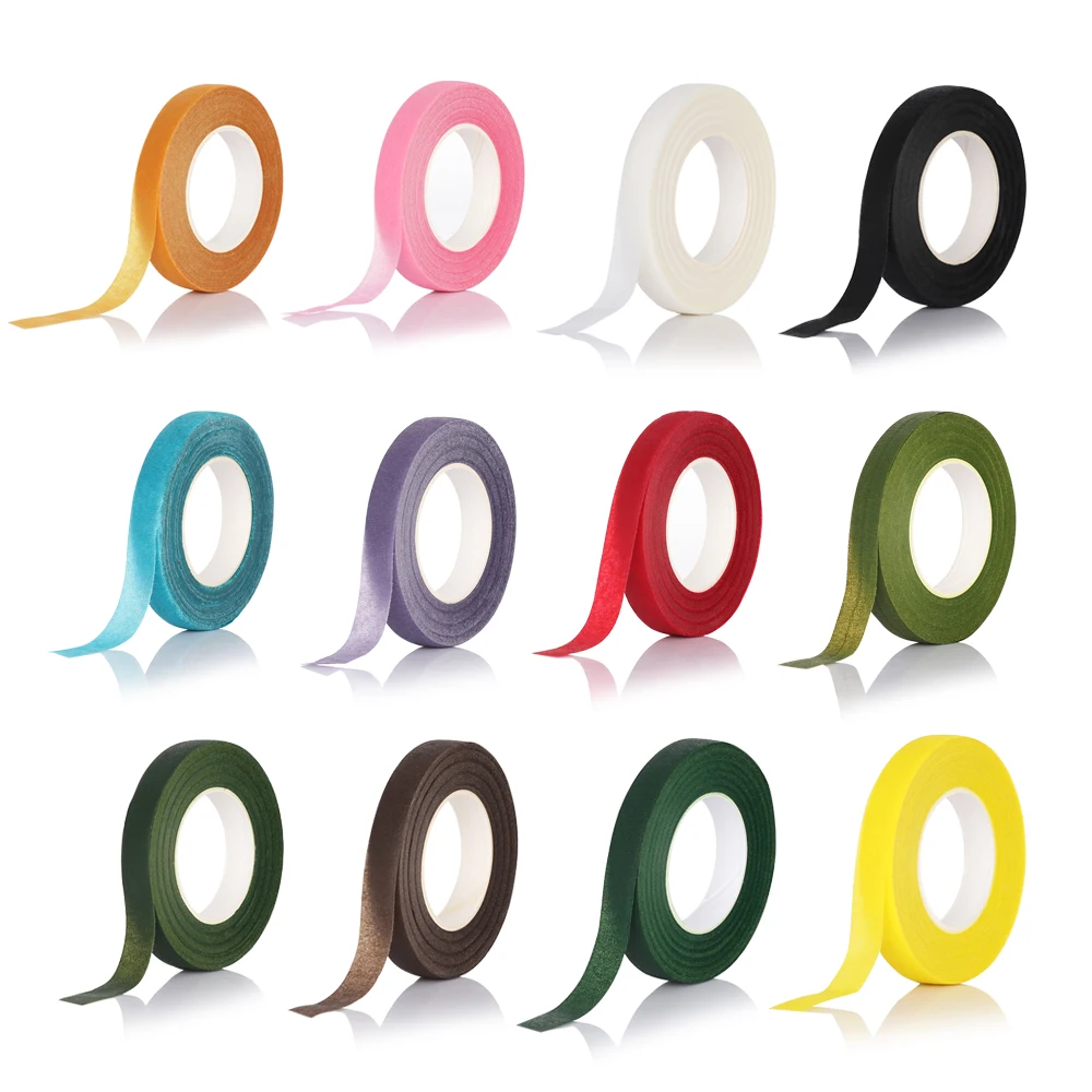 

12 Colors 1 Roll Colorful Florist Floral Stem Tape Corsages Buttonhole Artificial Flower Stamen Wrap DIY Craft Accessories