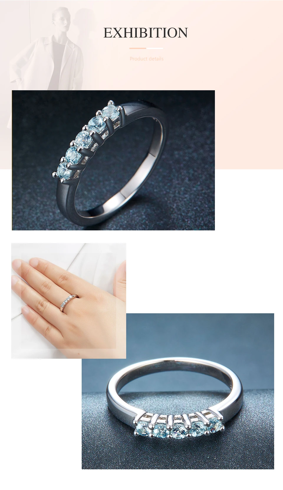 Hutang наборы свадебных ювелирных изделий 0.54ct натуральный драгоценный камень Аквамарин кольцо серьги кольца твердые 925 пробы серебряные ювелирные изделия