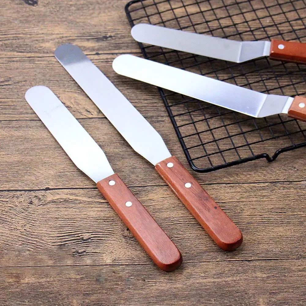 6/8/10/11 Inch Cake Spatula Stainless Butter Smoother Knife Wood Handle