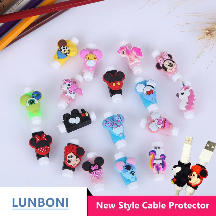 

50pcs/lot Mickey Mouse Anti-fracture Cartoon USB cable Protector Cable Winder cable Data Line Protection for Iphone Android